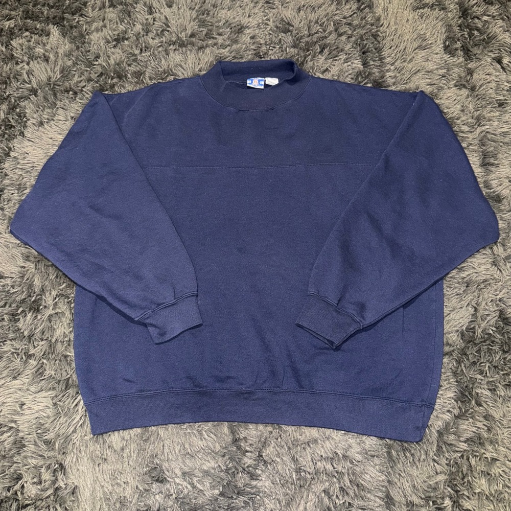 Vintage Pro Spirit Navy Blue Mock Neck Sweatshirt Mens XL Fleece Pullover